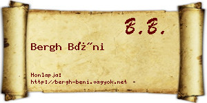 Bergh Béni névjegykártya
